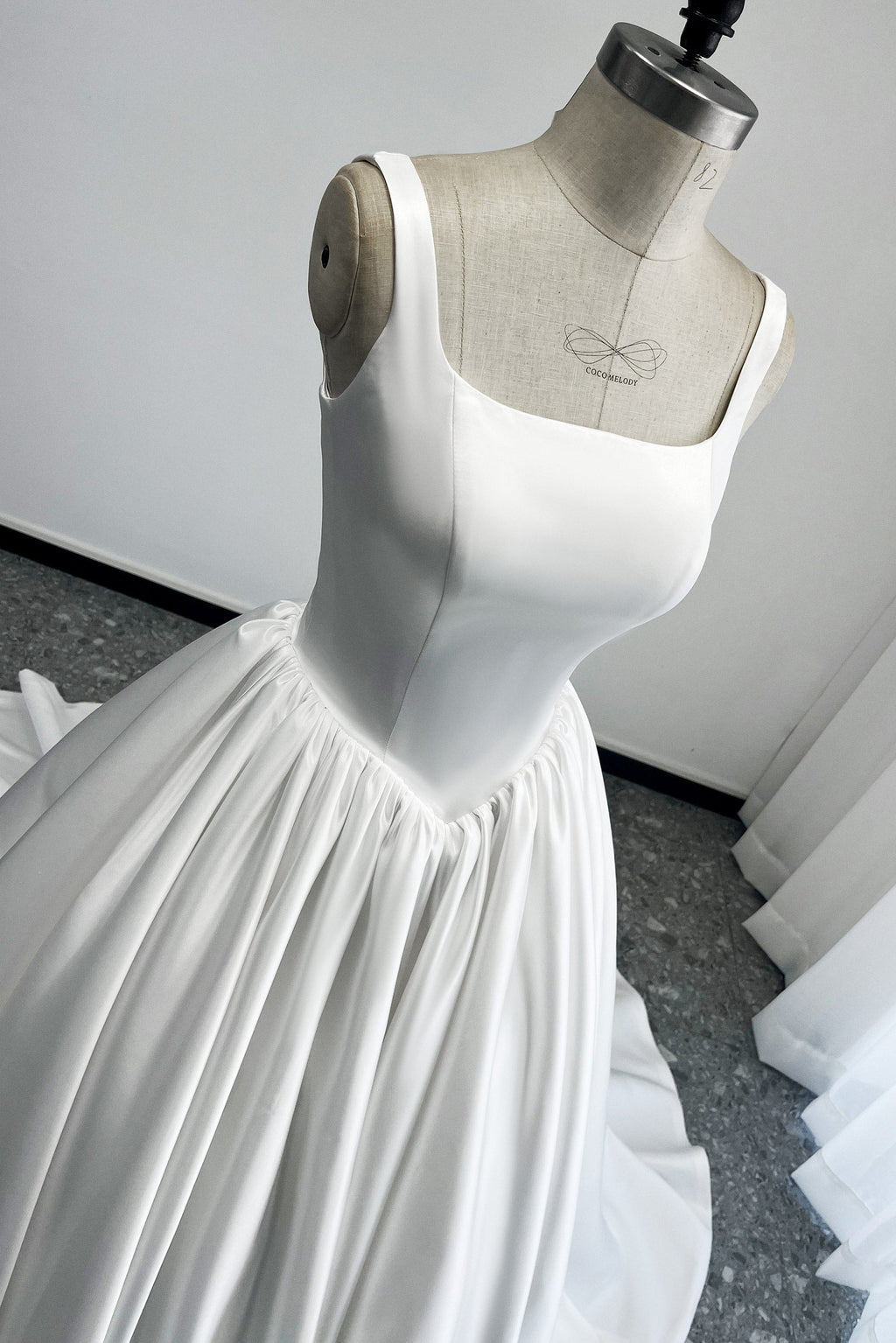Elegant A Line Court Train Satin Wedding Dress Wedding Dress