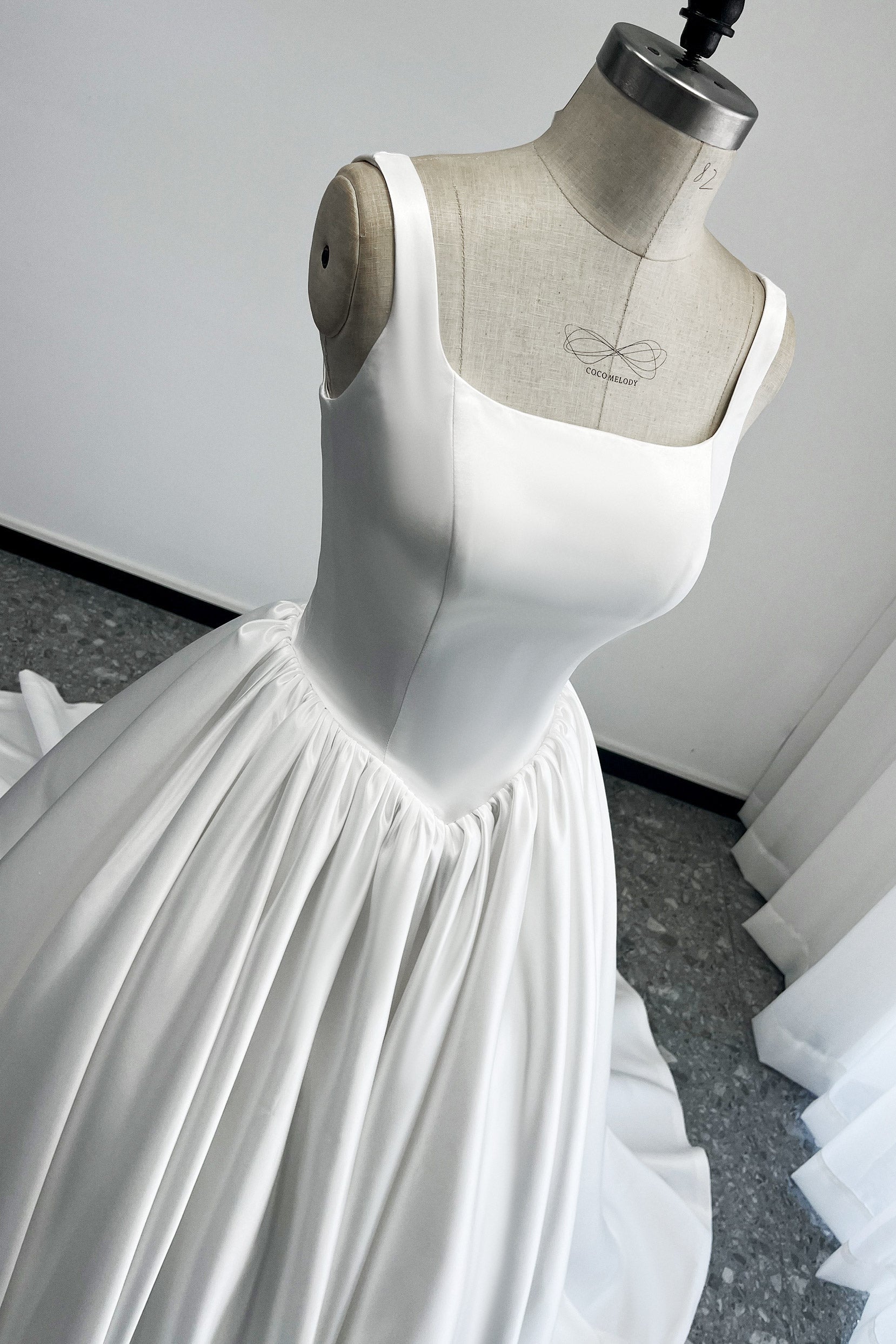 Elegant A Line Court Train Satin Wedding Dress Wedding Dress