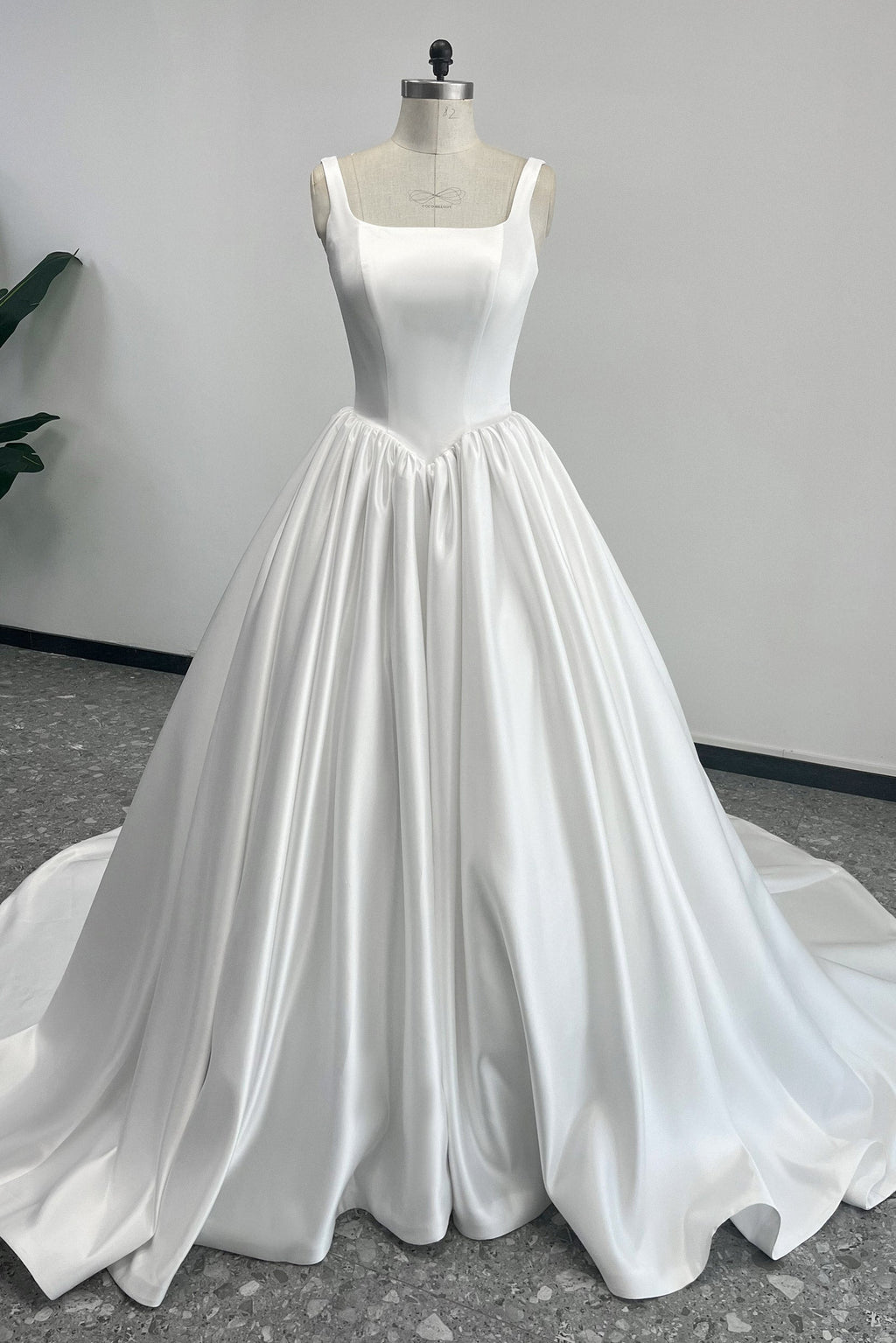 Elegant A Line Court Train Satin Wedding Dress Wedding Dress