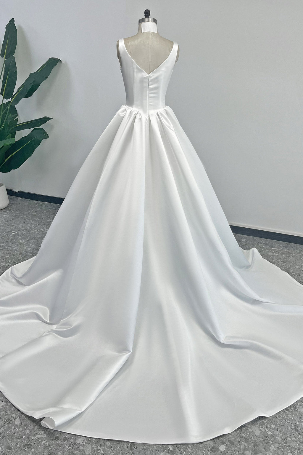 Elegant A Line Court Train Satin Wedding Dress Wedding Dress