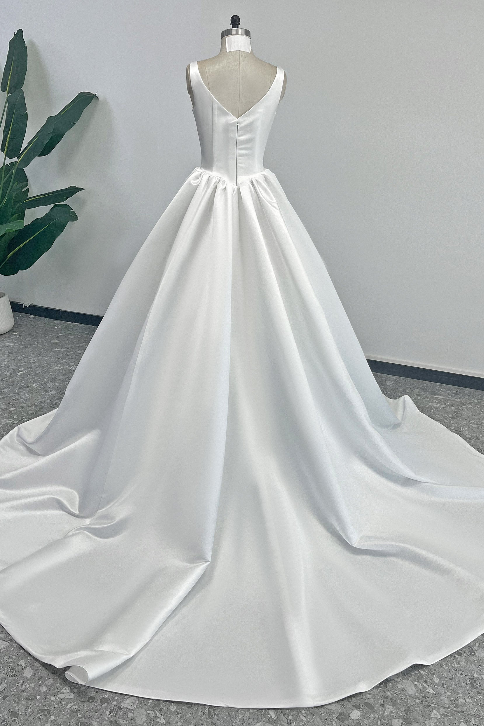 Elegant A Line Court Train Satin Wedding Dress Wedding Dress