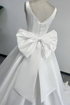 Elegant A Line Court Train Satin Wedding Dress Wedding Dress