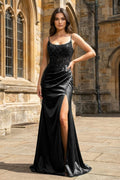 Hespera Black front view evening dress