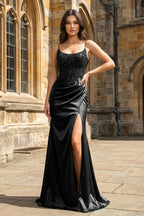 Hespera Black front view evening dress