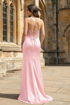 Theodora Faye Rose Pink back view prom dress