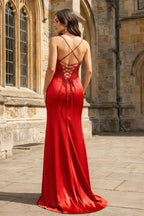 Hespera Red back view evening dress