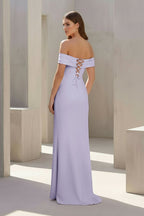 Briony lavender back view prom dress