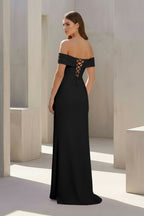 Briony black back view prom dress