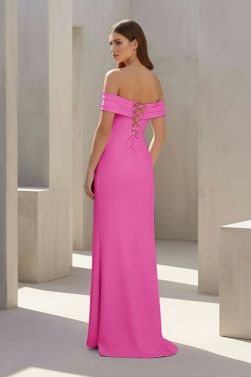 Briony fuchsia back view prom dress
