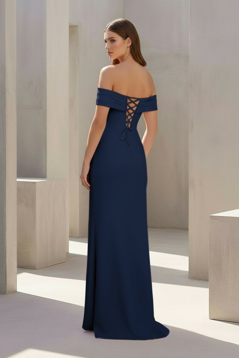 Briony navy blue back view prom dress