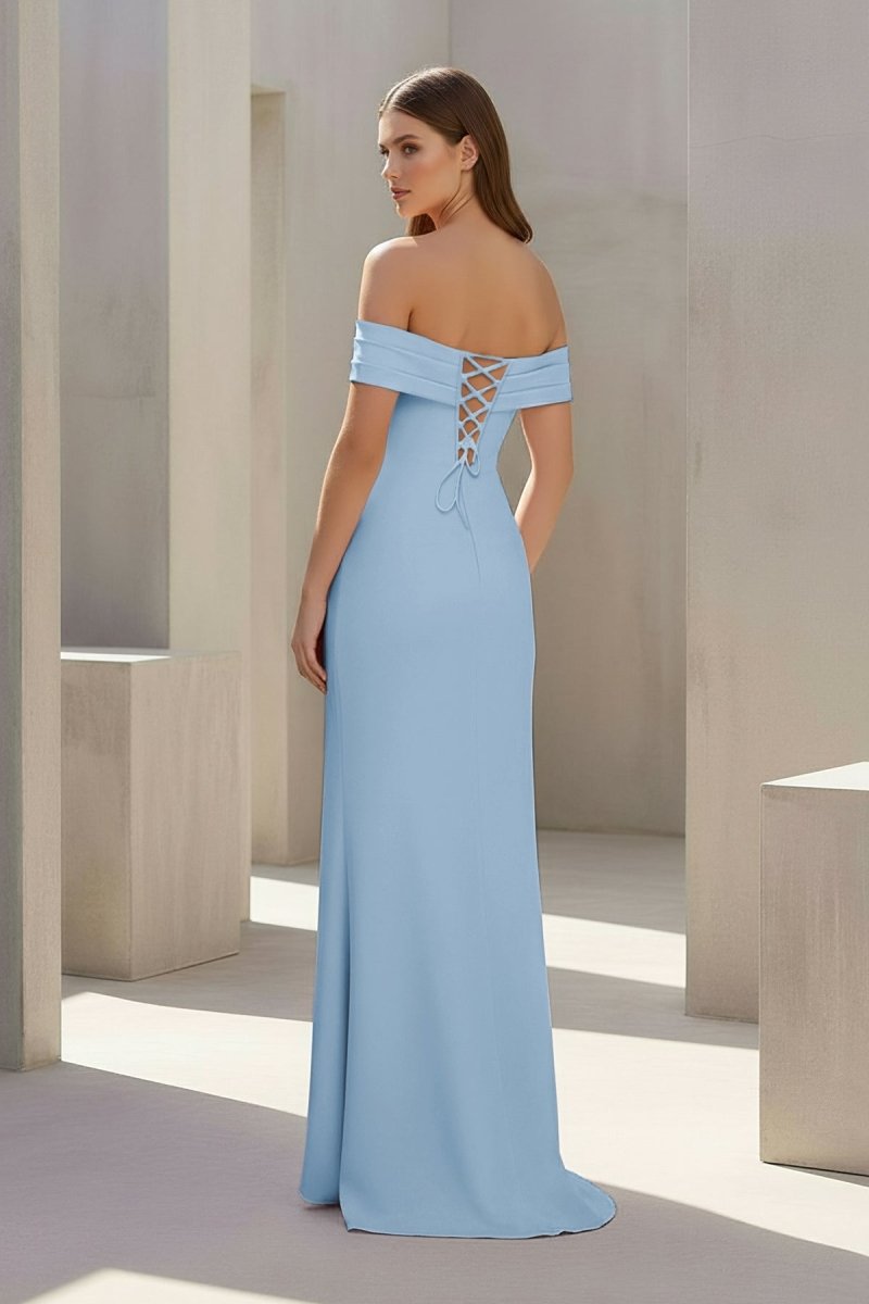 Briony sky blue back view prom dress