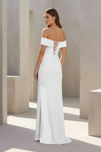 Briony white back view prom dress