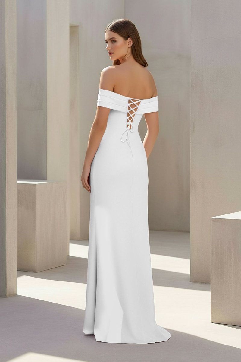 Briony white back view prom dress