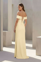 Briony yellow back view prom dress