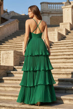 Teal Chiffon A-Line Bridesmaid Dress with Spaghetti Straps Neckline and Floor Length