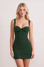 Sorella Dark Green side view homecoming dress