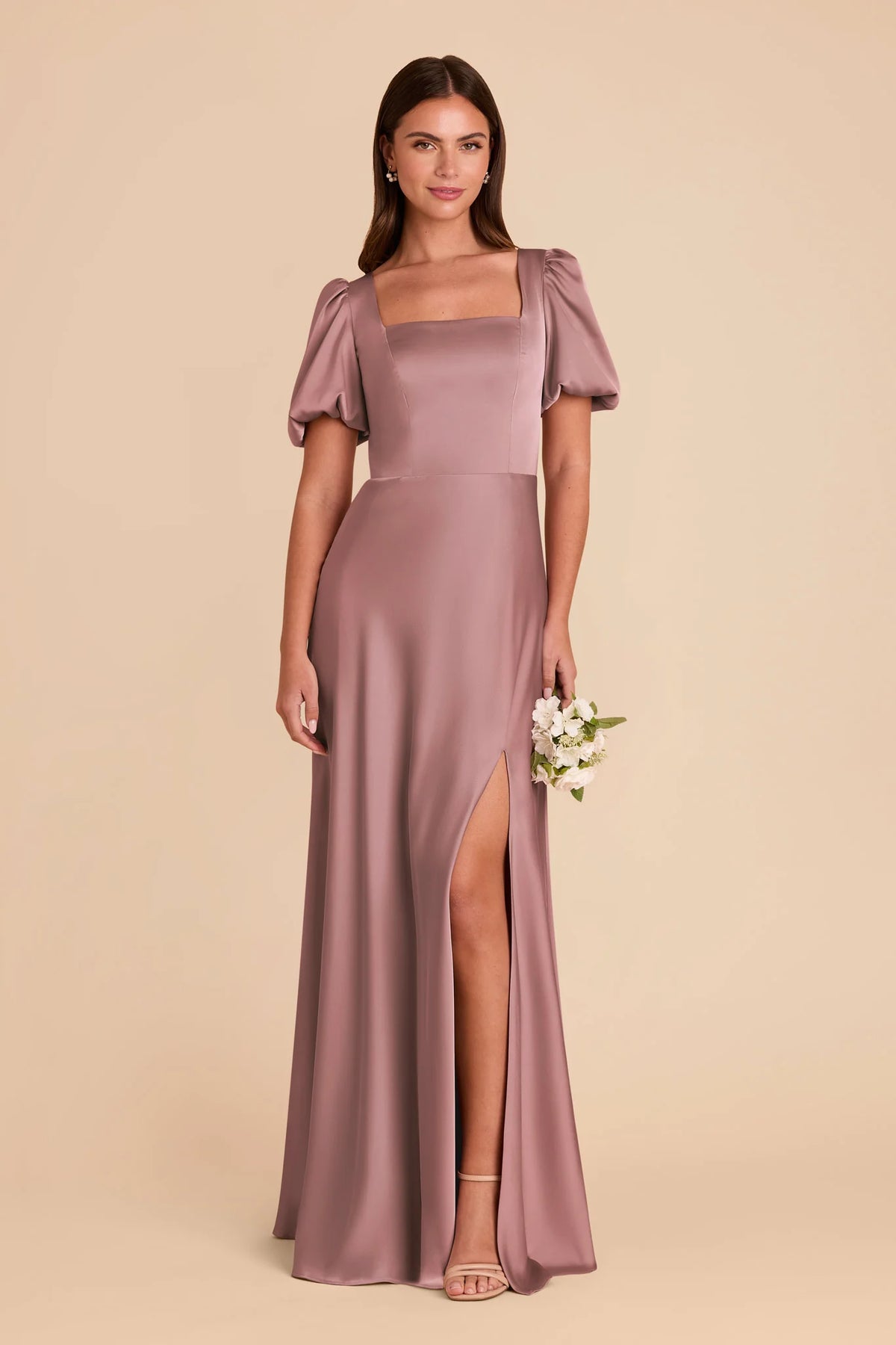 Selene Dark Mauve front view bridesmaid dress
