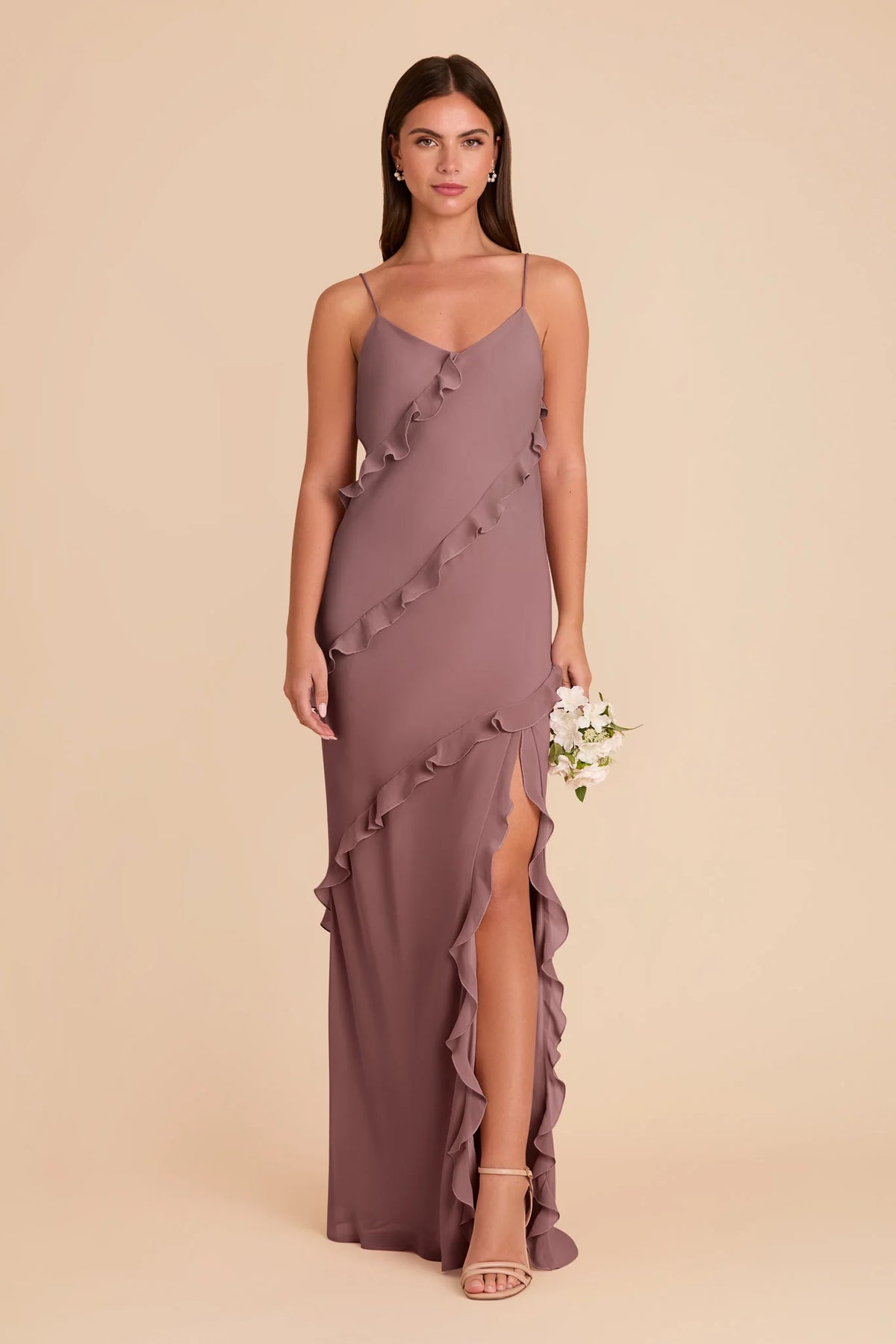 Vivienne Dark Mauve front view bridesmaid dress