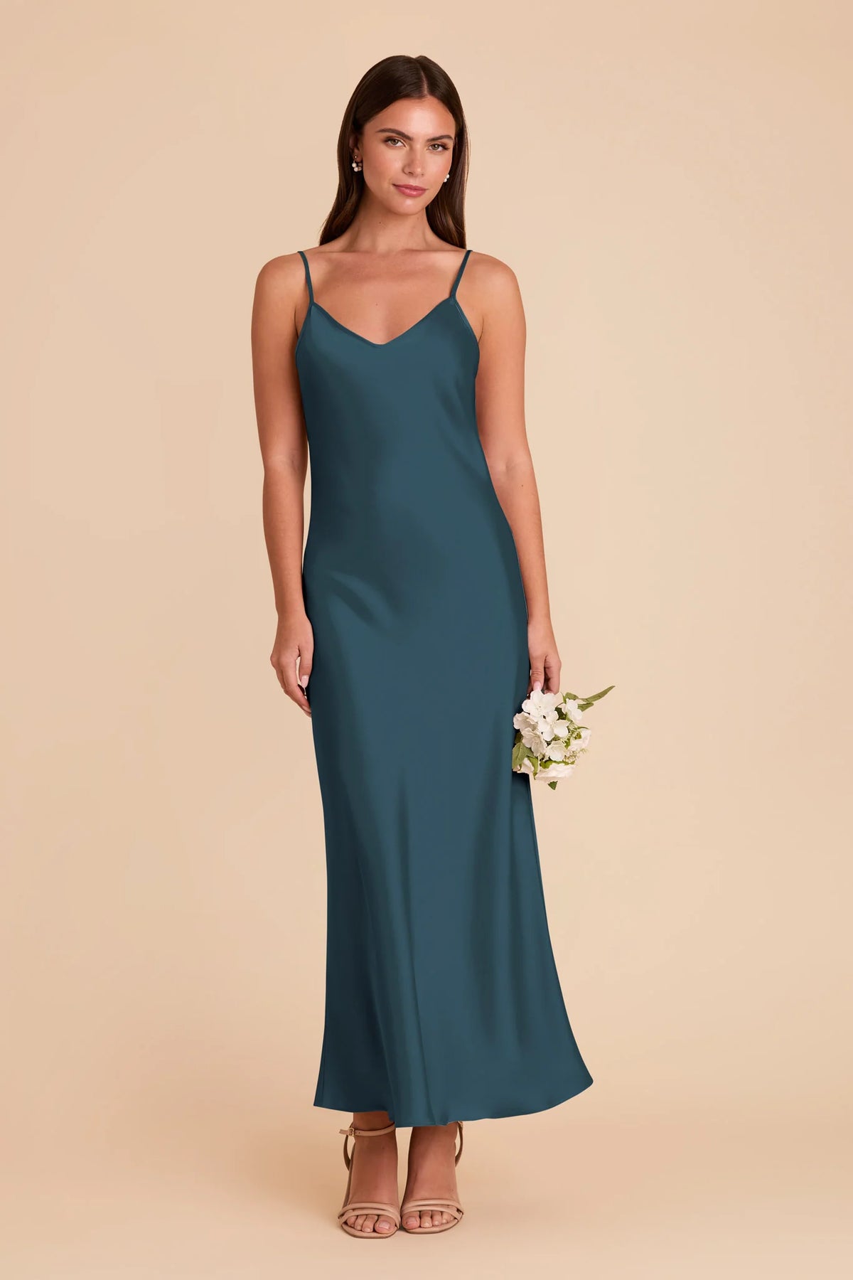 Amara Dark Teal front view bridesmaid dress