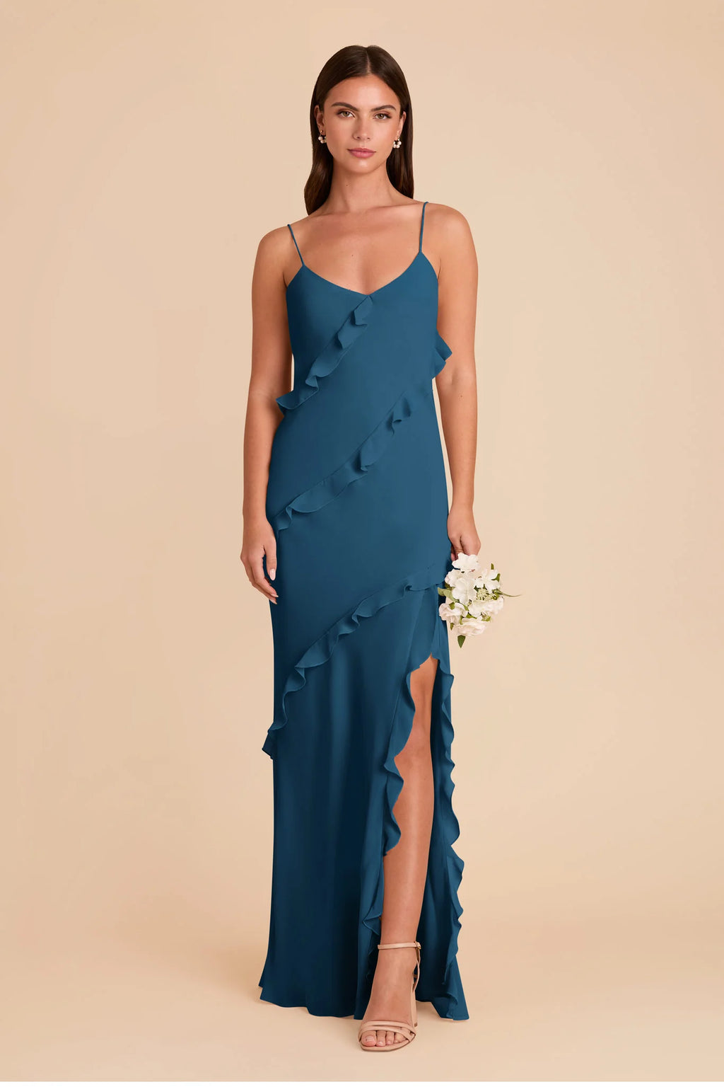 Vivienne Dark Teal front view bridesmaid dress