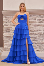 Harmonia royal blue side view prom dress
