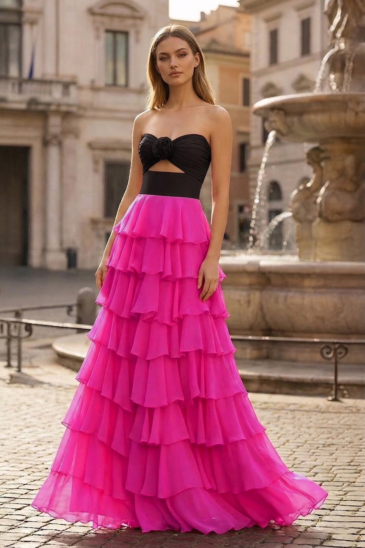 Harmonia black side view prom dress
