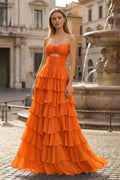 Maelle Quinn Orange front view prom dress