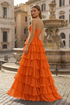 Harmonia orange back view prom dress