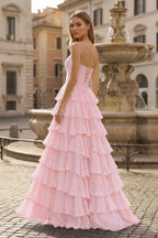 Harmonia pink back view prom dress