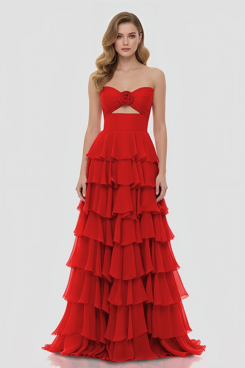 Maelle Quinn Red side view prom dress