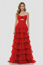 Maelle Quinn Red side view prom dress