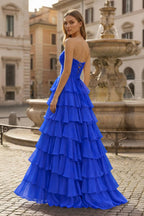 Harmonia royal blue back view prom dress