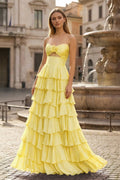 Maelle Quinn Yellow front view prom dress