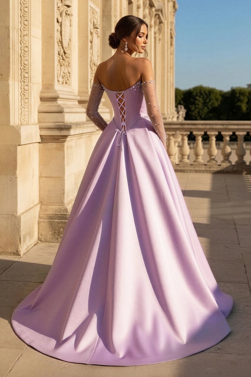 Inessa lilac back view prom dress