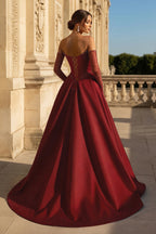 Inessa burgundy back view prom dress