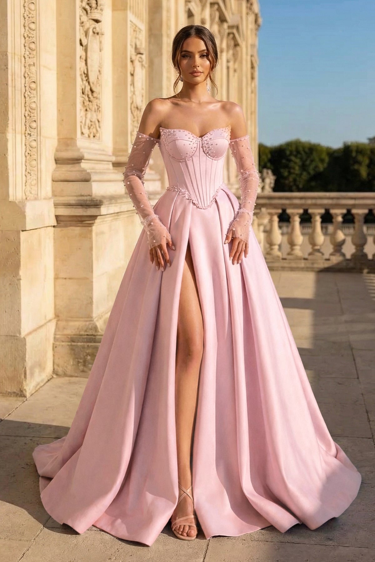 Elodie Briar Rose Pink front view prom dress