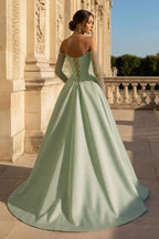 Inessa sage green back view prom dress