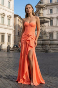 Clarisse Iris Orange front view prom dress