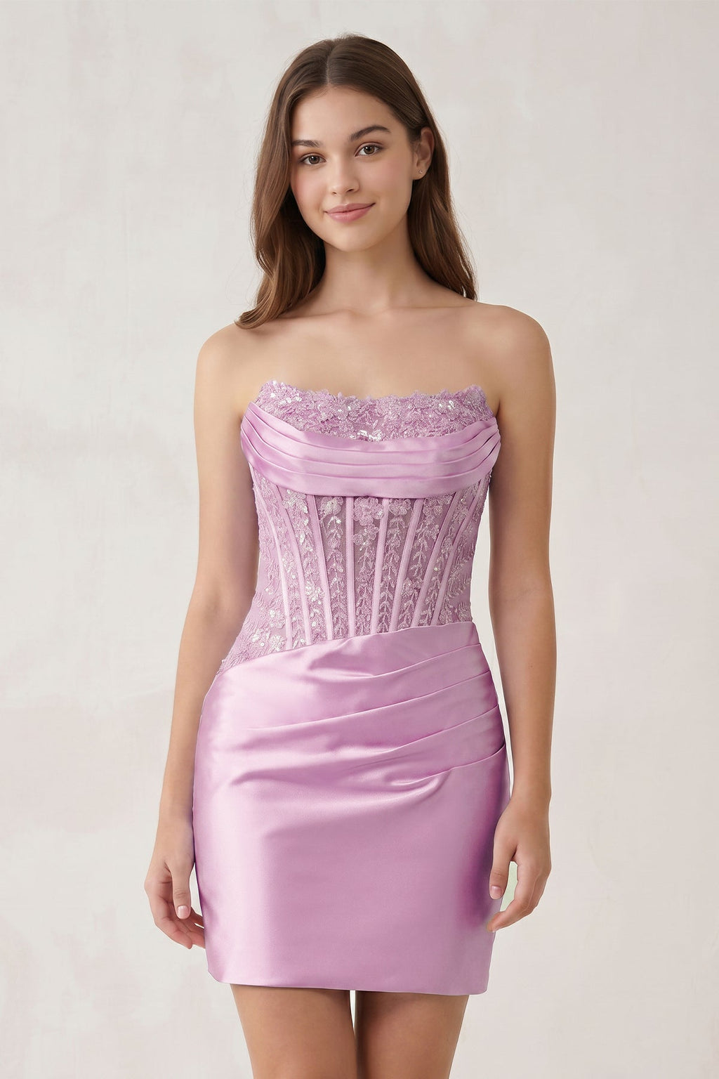 Navy Blue Strapless Bodycon Satin Pleated Short Homecoming & Cocktail Dresses With Beading