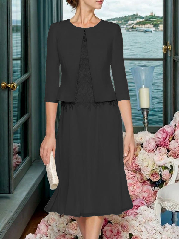 Corinna Faye Black front view mother of the bride dress