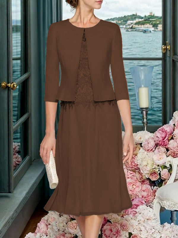 Corinna Faye Brown front view mother of the bride dress