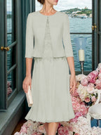 Corinna Faye Grey front view mother of the bride dress