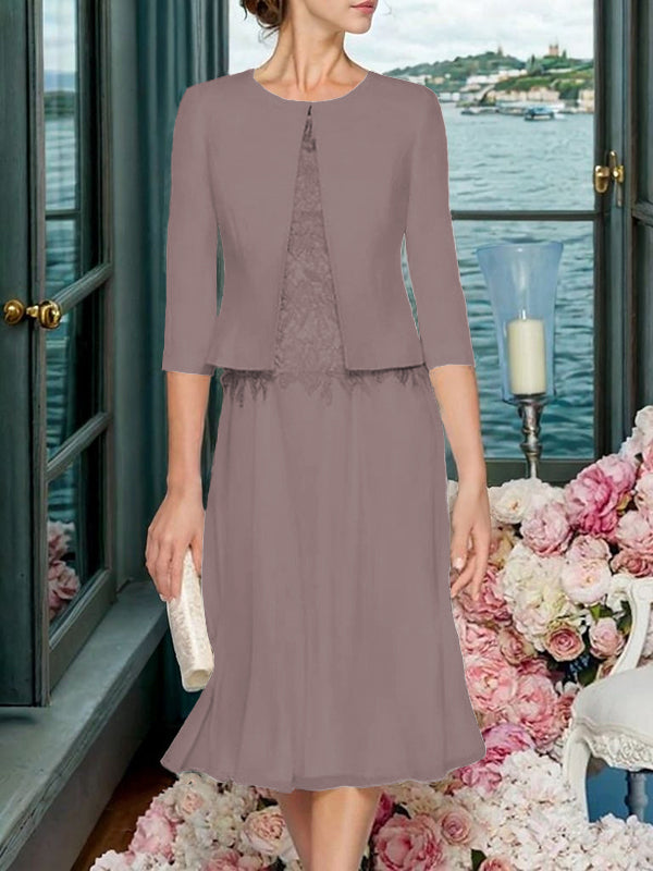 Corinna Faye Steel Blue side view mother of the bride dress