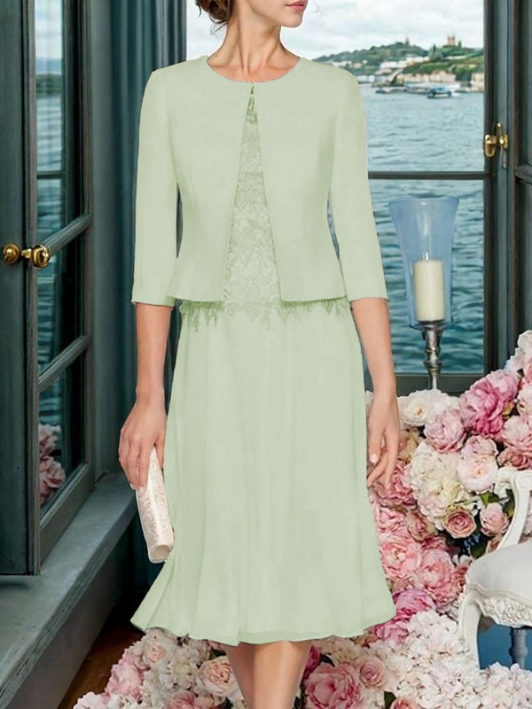 Corinna Faye Sage Green front view mother of the bride dress