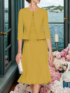Corinna Faye Gold back view mother of the bride dress