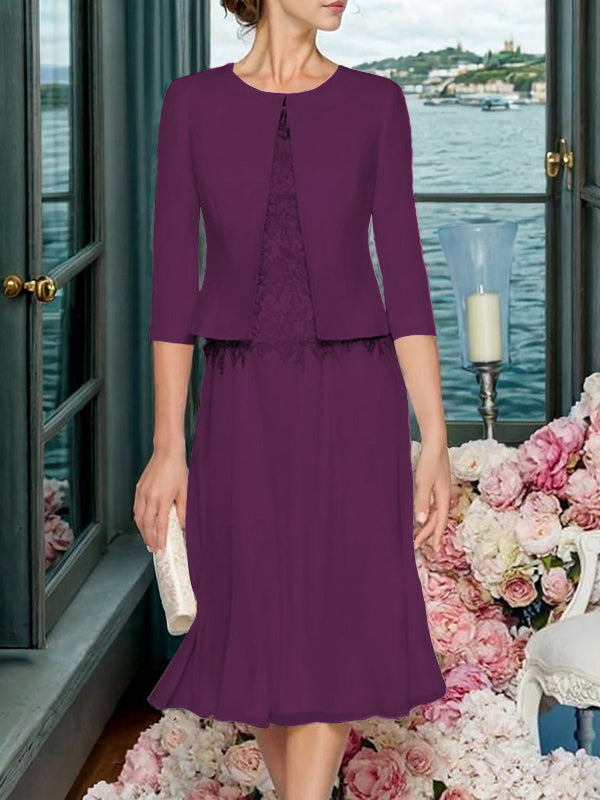 Corinna Faye Grape front view mother of the bride dress