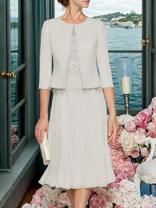 Corinna Faye Ivory front view mother of the bride dress