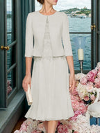 Corinna Faye Ivory front view mother of the bride dress