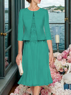 Corinna Faye Forest Green front view mother of the bride dress