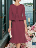 Corinna Faye Plum front view mother of the bride dress
